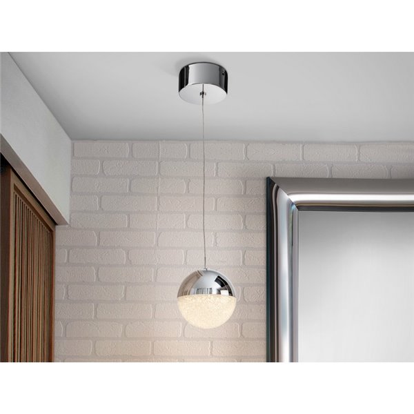 Suspension LED SPHERE Ø12cm 4,8W 336lm 3000K chromée à intensité variable