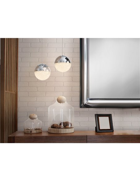Lámpara colgante LED SPHERE Ø12cm 4,8W 336lm 3000K cromo regulable