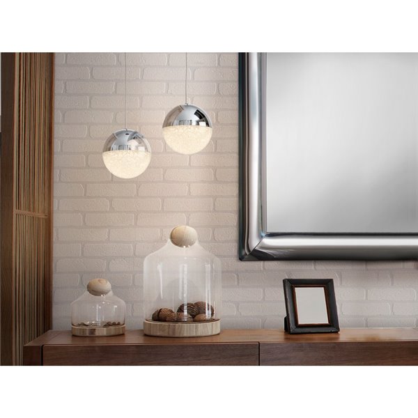 Lámpara colgante LED SPHERE Ø12cm 4,8W 336lm 3000K cromo regulable