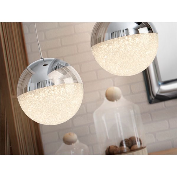 Lámpara colgante LED SPHERE Ø12cm 4,8W 336lm 3000K cromo regulable