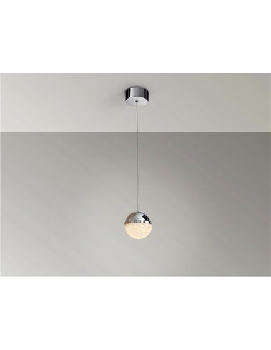 Suspension LED SPHERE Ø12cm 4,8W 336lm 3000K chromée à intensité variable