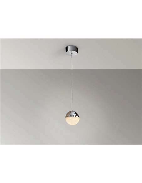 Luminária pendente SPHERE LED Ø12cm 4,8W 336lm 3000K cromada dimerizável