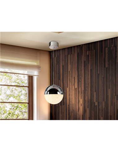 Lámpara colgante LED SPHERE Ø20cm 9,6W 672lm 3000K cromo regulable
