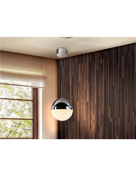 Lámpara colgante LED SPHERE Ø20cm 9,6W 672lm 3000K cromo regulable