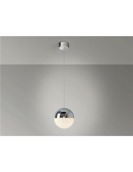 Luminária pendente SPHERE LED Ø20cm 9,6W 672lm 3000K cromada dimerizável