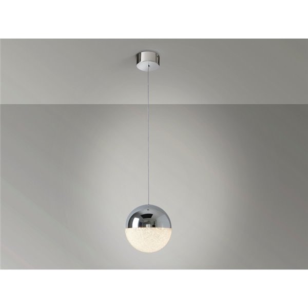 Luminária pendente SPHERE LED Ø20cm 9,6W 672lm 3000K cromada dimerizável