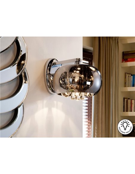 Aplique de pared ARGOS 1 luz cristal espejado con lágrimas, G9 LED