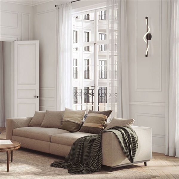 Aplique LED decorativo FUGAZ negro, 7W 3000K 840Lm, luz ondulada con tira flexible