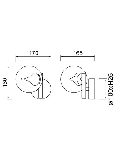 Applique murale décorative LED globe Ø10cm ANDROMEDA or 1 lumière, 6W 3000K 500Lm