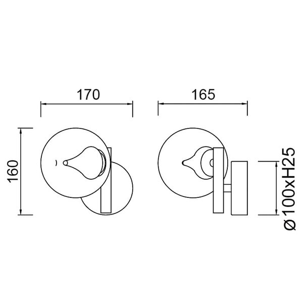 Applique murale décorative LED globe Ø10cm ANDROMEDA or 1 lumière, 6W 3000K 500Lm