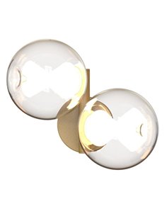 Aplique LED esferas de cristal Ø10cm ANDRÓMEDA oro 2 luces, 12W 3000K 1000Lm