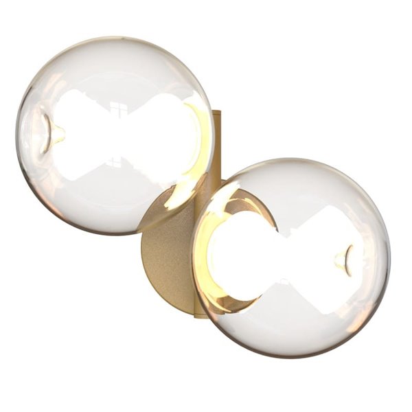 Aplique LED esferas de cristal Ø10cm ANDRÓMEDA oro 2 luces, 12W 3000K 1000Lm