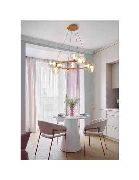 Luminária de teto LED ANDROMEDA, dourada, 9 lâmpadas, Ø85cm, 50W, 3000K, 4500lm, design moderno