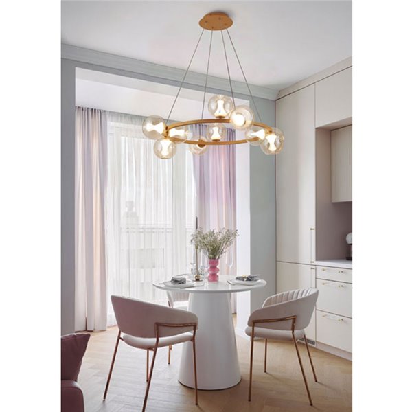Lámpara de techo LED ANDRÓMEDA oro 9 luces, Ø85cm 50W 3000K 4500Lm diseño moderno