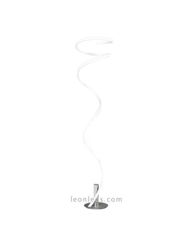 Candeeiro de pé LED branco cromado para sala de estar Helix regulável | Candeeiro de chão LED barato e moderno para sala de esta