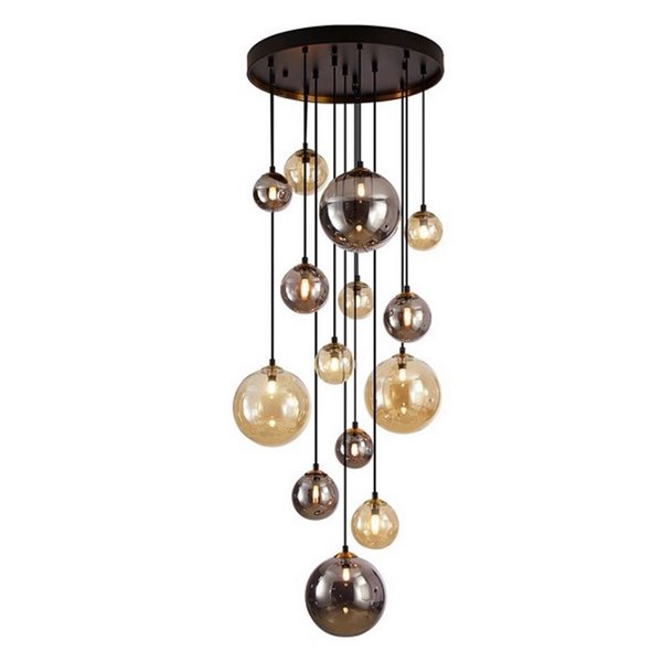 Luminária de teto pendente esférica DARK 14xG9, altura máxima de 300 cm, IP20