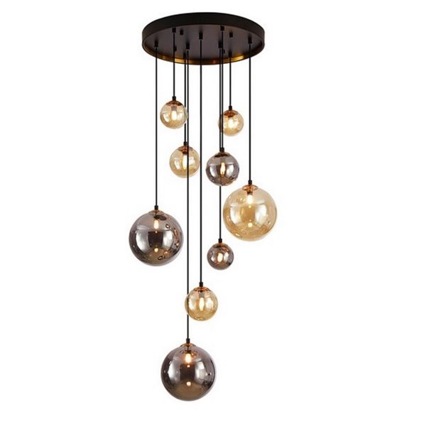 Suspension sphérique en cristal DARK 9xG9, jusqu'à 200 cm de hauteur, IP20