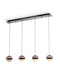 Lámpara de techo LED ORBES 4 luces dimmables, tulipas cromo negro, 29W 3000K 1304Lm