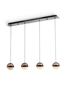 Lámpara de techo LED ORBES 4 luces dimmables, tulipas cromo negro, 29W 3000K 1304Lm