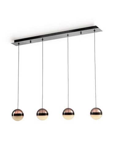 Luminária de teto ORBES LED, 4 lâmpadas dimerizáveis, cúpulas em cromo preto, 29W 3000K 1304Lm