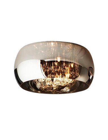 Plafón de techo decorativo LED ARGOS Ø40cm 5xG9 6W 3000K, cristal espejado y lágrimas IP20