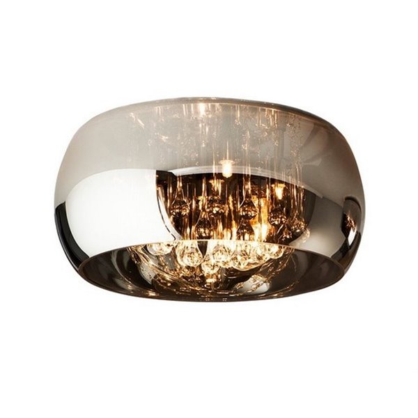 Plafón de techo decorativo LED ARGOS Ø40cm 5xG9 6W 3000K, cristal espejado y lágrimas IP20
