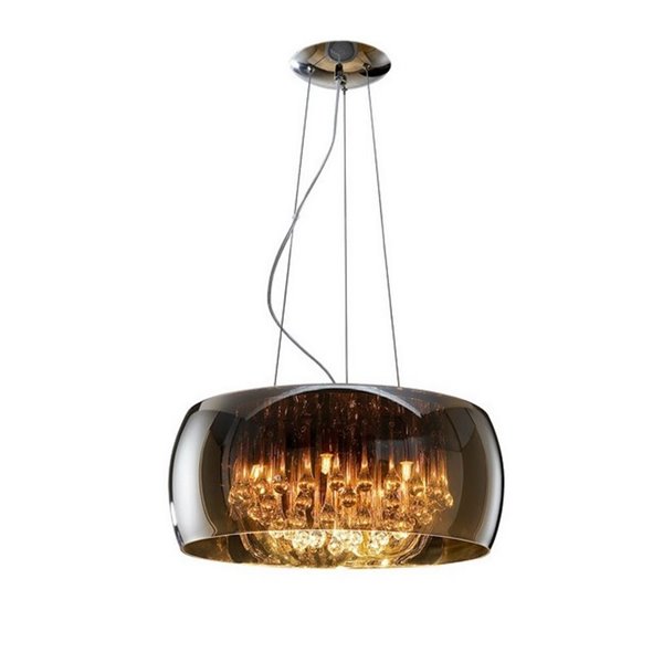 Luminária pendente ARGOS Ø50 cm em vidro espelhado com detalhes em forma de lágrima, 6 lâmpadas LED G9 de 6W