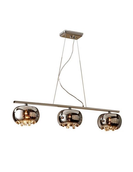 Lámpara lineal ARGOS 3 luces cristal espejo con lágrimas, 3xG9 LED