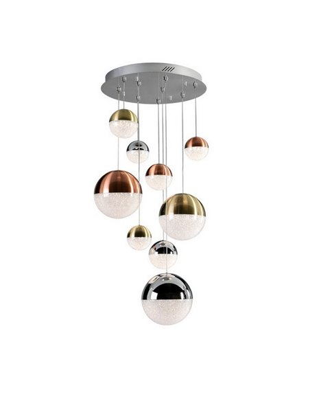 Plafonnier LED SPHERE, 9 LED, Ø 50 cm, dimmable, 54 W, 3000 K, 3780 lm, chromé