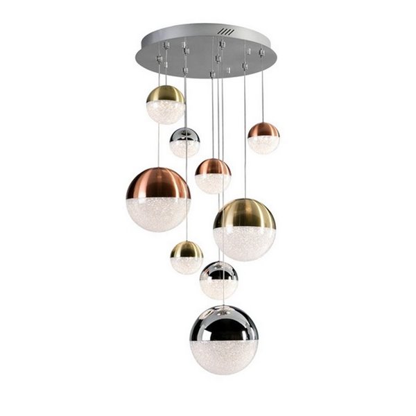 Luminária de teto LED SPHERE, 9 lâmpadas, Ø50cm, dimerizável, 54W, 3000K, 3780lm, cromada