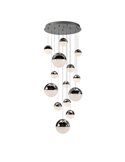 Plafonnier LED SPHERE avec 14 abat-jour chromés, 78,6 W, 3000 K, 5502 lm, Ø 60 cm, dimmable