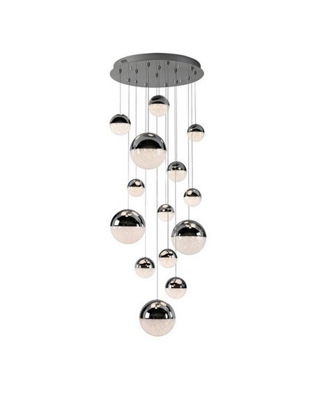 Lámpara de techo LED SPHERE 14 luces tulipas cromo, 78,6W 3000K 5502Lm Ø60cm regulable