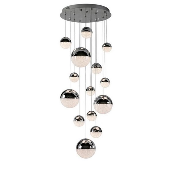 Lámpara de techo LED SPHERE 14 luces tulipas cromo, 78,6W 3000K 5502Lm Ø60cm regulable