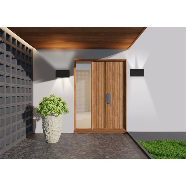 Applique murale extérieure rectangulaire LED DAVOS Arena noire, 4 x 6 W (équivalent 24 W), 3 000 K/4 000 K, 2 200 lm, IP54