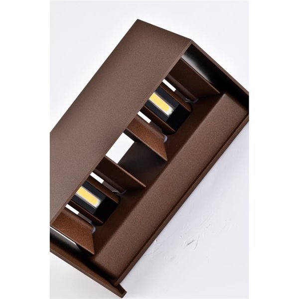 Applique murale extérieure rectangulaire à LED DAVOS Corten, 4 x 6 W (équivalent 24 W), 3000 K/4000 K, 2200 lm, IP54