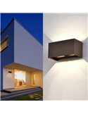 Applique murale extérieure rectangulaire à LED DAVOS Corten, 4 x 6 W (équivalent 24 W), 3000 K/4000 K, 2200 lm, IP54