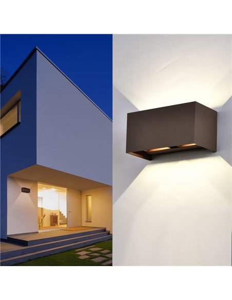 Aplique LED exterior rectangular DAVOS corten, 4x6W 24W 3000K/4000K 2200Lm, IP54