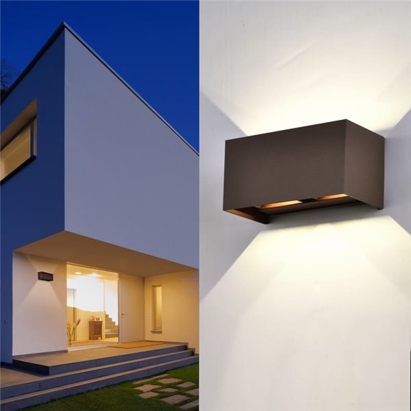 Applique murale extérieure rectangulaire à LED DAVOS Corten, 4 x 6 W (équivalent 24 W), 3000 K/4000 K, 2200 lm, IP54