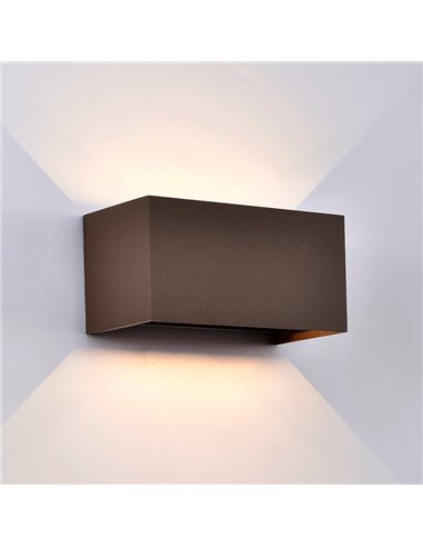 Applique murale extérieure rectangulaire à LED DAVOS Corten, 4 x 6 W (équivalent 24 W), 3000 K/4000 K, 2200 lm, IP54