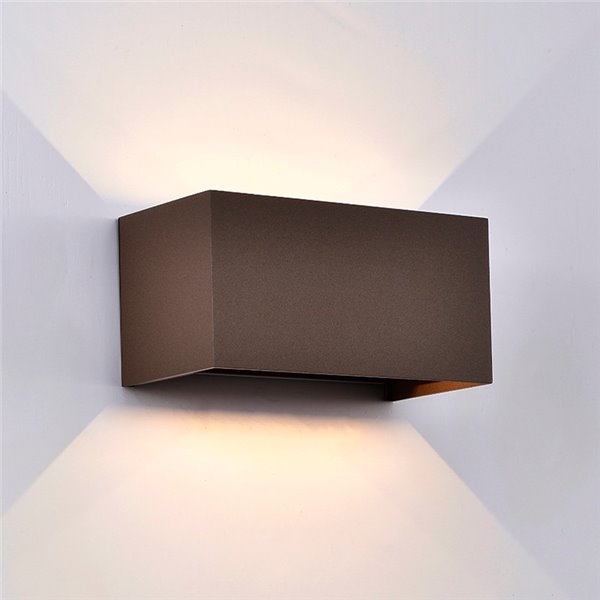 Applique murale extérieure rectangulaire à LED DAVOS Corten, 4 x 6 W (équivalent 24 W), 3000 K/4000 K, 2200 lm, IP54