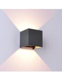 Luminária de parede externa quadrada DAVOS em LED, 2 lâmpadas (para cima e para baixo), 6W, 2700K, dimerizável, cinza escuro
