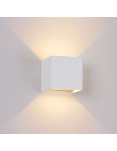 Luminária de parede externa quadrada DAVOS em LED, 2 lâmpadas (para cima e para baixo), 6W, dimerizável, branca 2700K