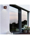 Luminária de parede externa quadrada LED DAVOS em aço corten, 2x6W 12W 2700K dimerizável 1100 lúmens