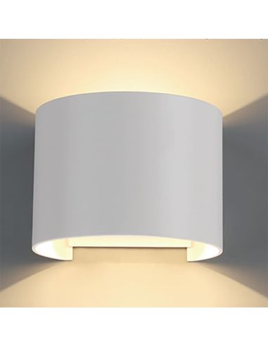 Aplique exterior redondo LED DAVOS 2 Luces arriba y abajo 6W, dim 2700K. blanco IP54