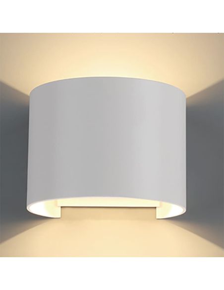 Aplique exterior redondo LED DAVOS 2 Luces arriba y abajo 6W, dim 2700K. blanco IP54