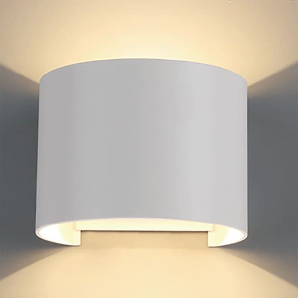Applique murale extérieure ronde à LED DAVOS, 2 lumières vers le haut et vers le bas, 6 W, intensité variable 2700 K, blanc, IP5