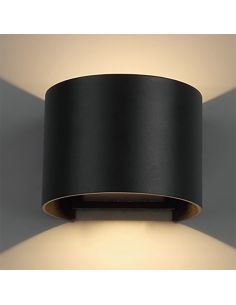Aplique exterior redondo LED DAVOS 2 Luces arriba y abajo 6W, dim 2700K. negro IP54