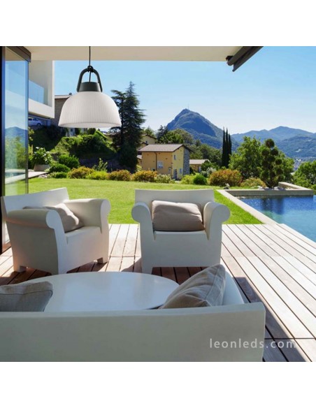 Candeeiro de Teto Exterior Branco e Cinzento Antracite Kinké | Luminária pendurada ao ar livre Kinke | LeonLeds.com