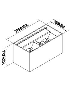 Aplique LED retangular externo DAVOS preto, 4x6W 24W 2700K dimerizável 2200Lm, IP54 2