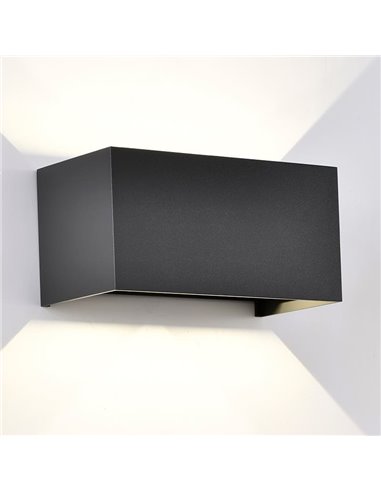 Applique murale extérieure rectangulaire à LED gris foncé DAVOS, 4 x 6 W (équivalent 24 W), 2 700 K, dimmable, 2 200 lm, IP54
